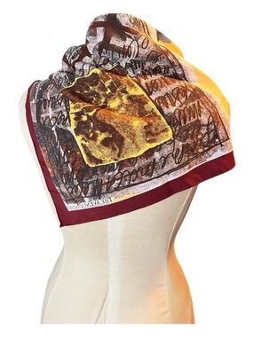 Graphic Print scarf - Burgundy & Yellow